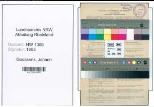 Entnazifizierung Johann Goossens , geb. 11.03.1892 (Beamter)