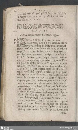 Cap. II. Physice utrum homine Christiano digna