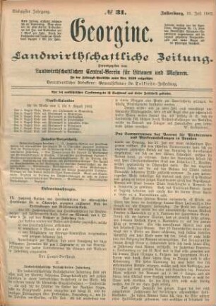 Siebzigster Jahrgang. No. 31. Insterburg, 31. Juli 1902.