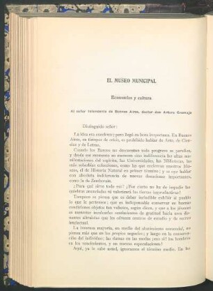 El Museo Municipal : Economía y cultura