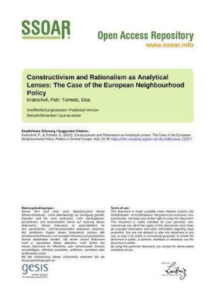 Constructivism and Rationalism as Analytical Lenses: The Case of the European Neighbourhood Policy