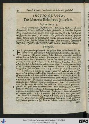 Sectio Quinta. De Materia Relationis Judicialis.