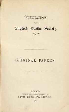 Publications of the English Goethe Society, 5