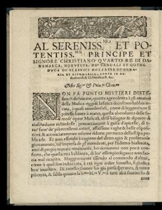 Dedikation an Christian IV. von Dänemark (1577-1648) von Melchior Borchgrevinck