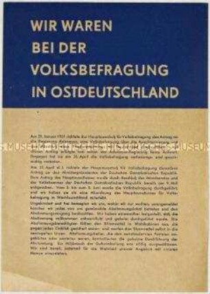 Flugblatt mit dem Aufruf zur Teilnahme an der von der DDR initiierten Volksbefragung gegen die Remilitarisierung Deutschlands
