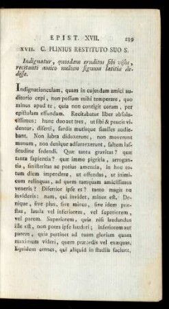 XVII. C. Plinus Restituto Suo S.