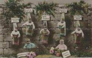 Scherzpostkarte mit hängenden Babies