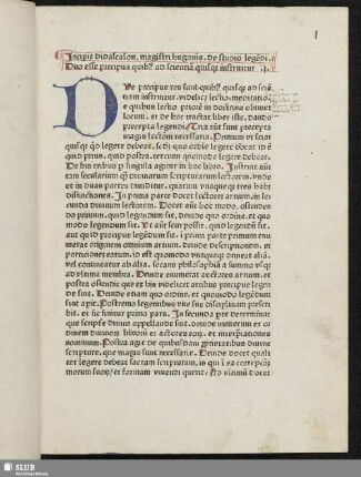 Incipit didascalon magistri hugonis, de studio legendi ...