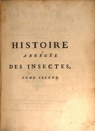 Histoire abrégée des Insectes : Dans laquelle ces Animaux sont rangés suivant un ordre méthodique. 2