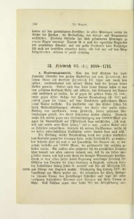 31. Friedrich III. (I.); 1688 - 1713