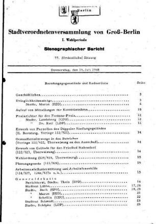 Nr. 77, 15. Juli 1948, Ordentliche Sitzung