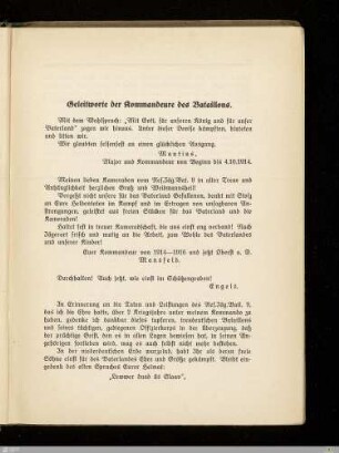 Geleitworte der Kommandeure des Bataillons