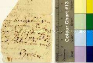 Fragment mit eigenhändiger Unterschrift des Pfarrers und Ornithologen Christian Ludwig Brehm