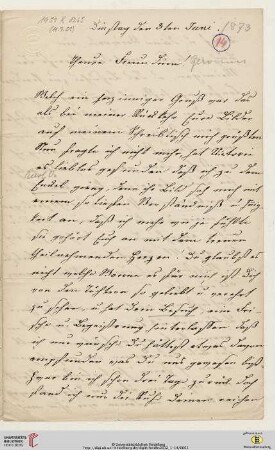 Nachlass Georg Gottfried Gervinus. Korrespondenz Carl und Sophie Oesterley/Georg Gottfried und Viktoria Gervinus: Brief von Sophie Oesterley an Viktoria Gervinus
