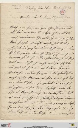 Nachlass Georg Gottfried Gervinus. Korrespondenz Carl und Sophie Oesterley/Georg Gottfried und Viktoria Gervinus: Brief von Sophie Oesterley an Viktoria Gervinus