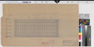 Erweiterung des Direktionsgebäudes [in Essen]: Ansicht von Süden, M. 1:100 Hgv, Sknr.: 1, Fanr.: 7, Bunr.: 28