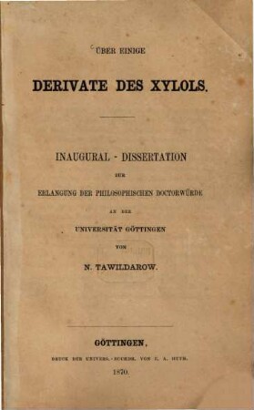 Über einige Derivate des Xylols : Inaug. Diss.