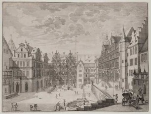 Heidelberg, Schlosshof von Süden mit Blick auf den Friedrichsbau