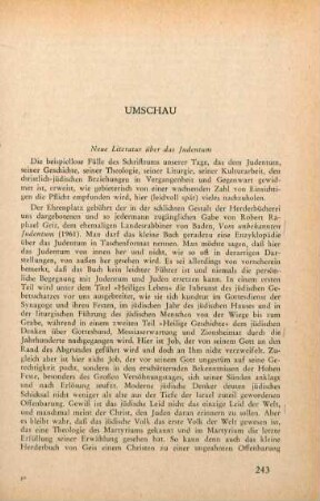 243-244 [Rezension] Vom unbekannten Judentum