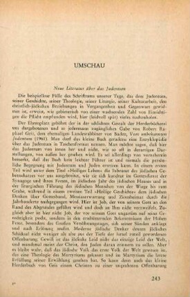243-244 [Rezension] Vom unbekannten Judentum