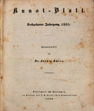 Morgenblatt für gebildete Stände. Kunst-Blatt, 1835