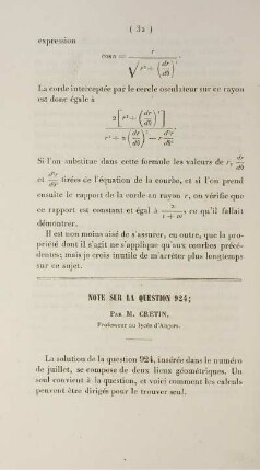 Note sur la question 924.