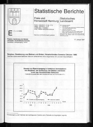 Umsatz aus Eigenerzeugung in fachlichen Betriebsteilen des Bergbaus, der Gewinnung von Steinen und Erden sowie des Verarbeitenden Gewerbes