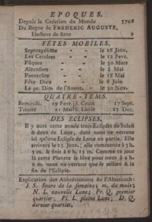 Epoques - Des Eclipses