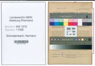 Entnazifizierung Hermann Schmalenbach , geb. 02.01.1907 (Schlosser)