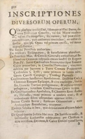 Inscriptiones Diversorum Operum