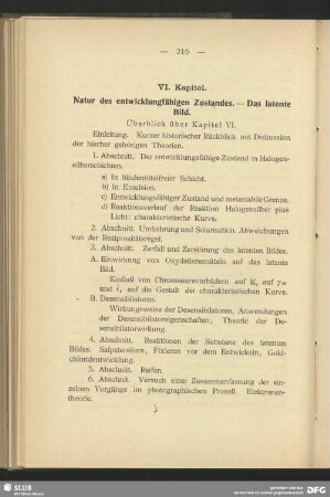 VI. Kapitel, Natur des entwicklungsfähigen Zustandes, Das latente Bild