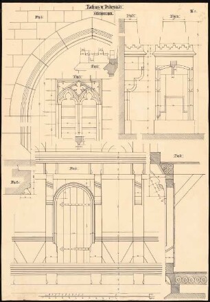 Rathaus, Duderstadt: Tür- und Fenstergewände, Teilzeichnungen, 1:10, 1:5