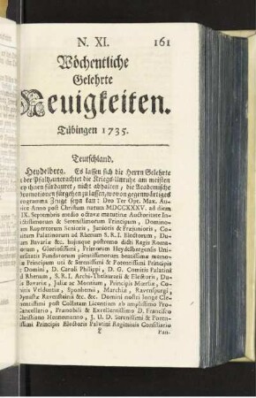 N. XI. Tübingen 1735