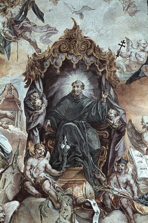 Der heilige Franziskus auf dem himmlischen Thron