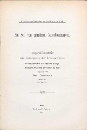 Ein Fall von primärem Gallenblasenkrebs