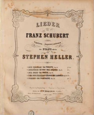 Lieder von Franz Schubert : Capricen & Improvisationen für Piano allein. 1, Die Forelle : op. 33