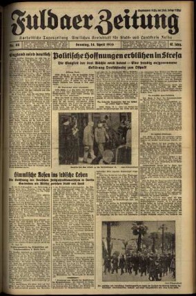 Erste Ausgabe vom Sonntag, den 14. April 1935.