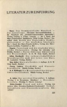 Literatur zur Einführung