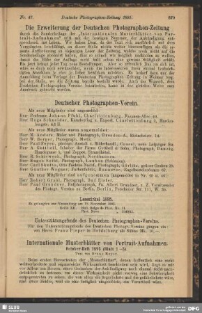 Internationale Musterblätter von Portrait-Aufnahmen