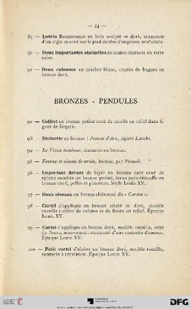 Bronzes - Pendules (Nr. 92-102)