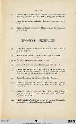 Bronzes - Pendules (Nr. 92-102)