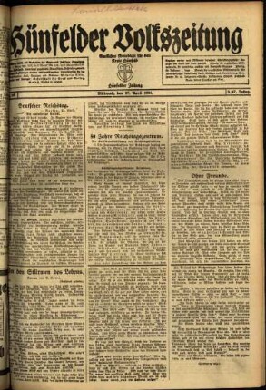 Ausgabe vom Mittwoch, den 27. April 1921.