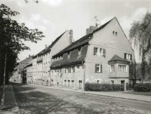 Görlitz-Altstadt. Blick nach Norden gegen Wohnhäuser, Hotherstraße 18 und 19