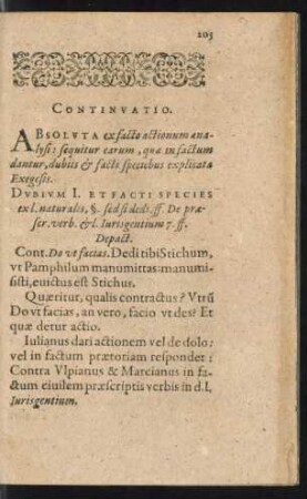 Continuatio. Absoluta ex facto actionum analysi: sequitur earum, quae in factum dantur ...