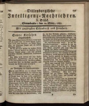 X. Stück. Sonnabends: den 10. März, 1787.