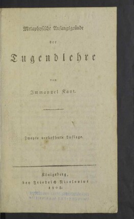 Metaphysische Anfangsgründe der Tugendlehre