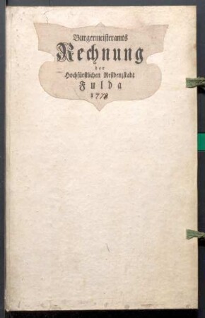 IX A 1 - Alte Stadtrechnungen (1778 - 1779)