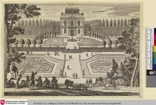 [Un jardin en perspective, avec un pavillon au fond]