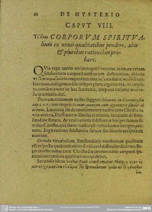 Caput VIII. Tò einai Corporum Spiritualium ex novis qualitatibus pendere, aliis & pluribus rationibus probare