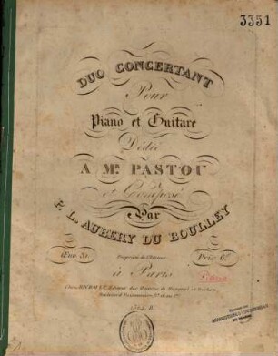 Duo concertant pour piano et guitare : oeuv. 31